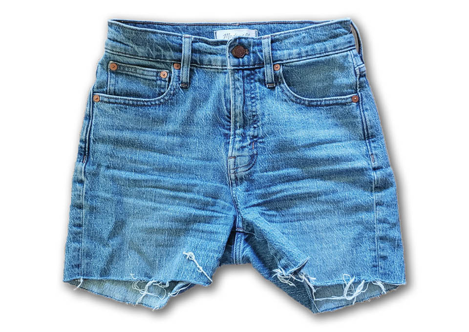 an image of a pair of denim shorts which are in my 10 piece summer capsule wardrobe