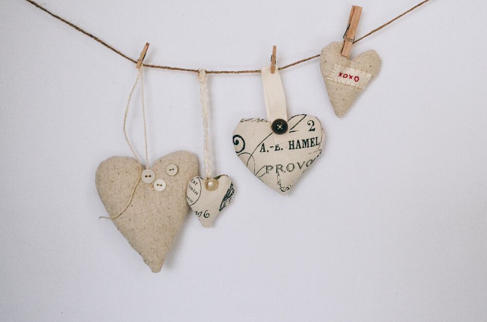 A handmade string of hearts